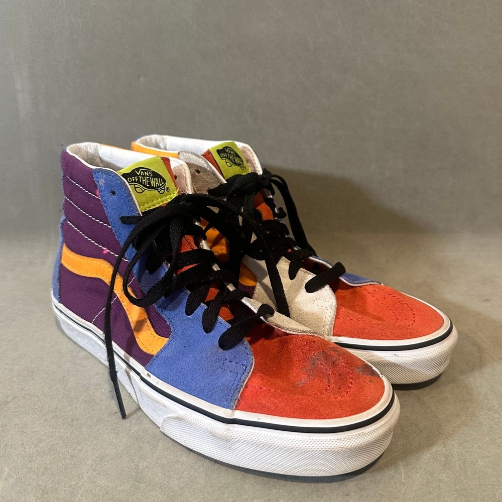 Vans Sk8-Hi Colorblock High Top Sneakers Purple Orange Red Mens 9 Womens 10.5
